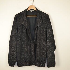 Vintage GDT Too Womens Bomber Art Jacket Satin Casual Full Button Down 2 Pocket